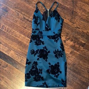 Teal floral detailed body on dress